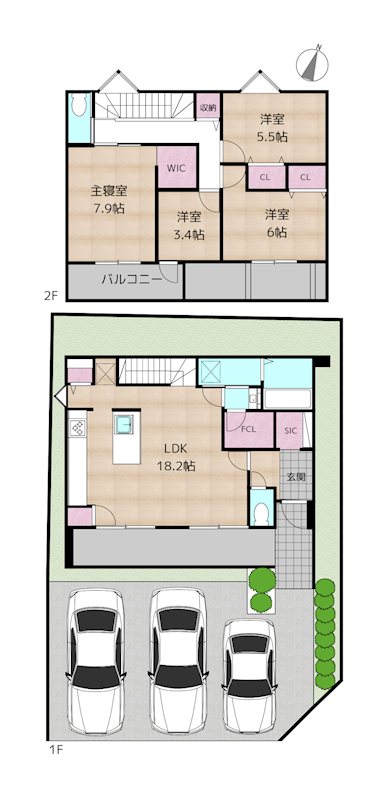 尾張旭市平子町長池上 新築一戸建ての図面