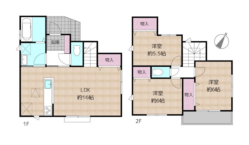 尾張旭市北山町北山 A号棟 新築一戸建ての図面