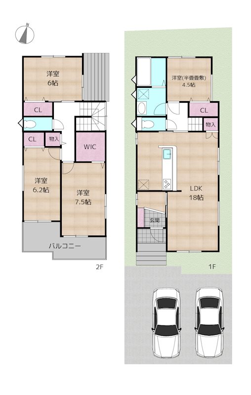 尾張旭市城山町城山 1号棟 新築戸建の図面