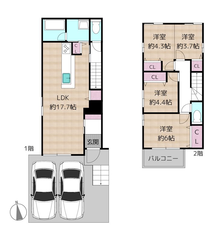 名古屋市守山区深沢1丁目 2号地 新築一戸建ての図面