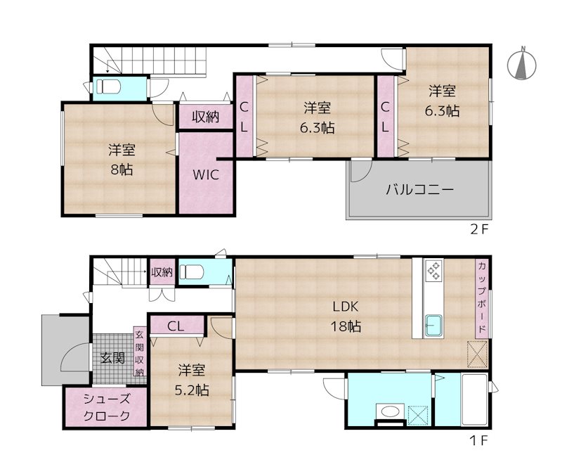 尾張旭市北山町北新田 4号棟 新築一戸建ての図面