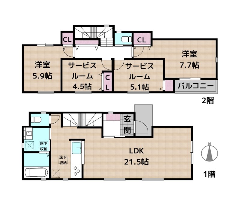 名古屋市天白区梅が丘1丁目 1号棟 新築一戸建ての図面