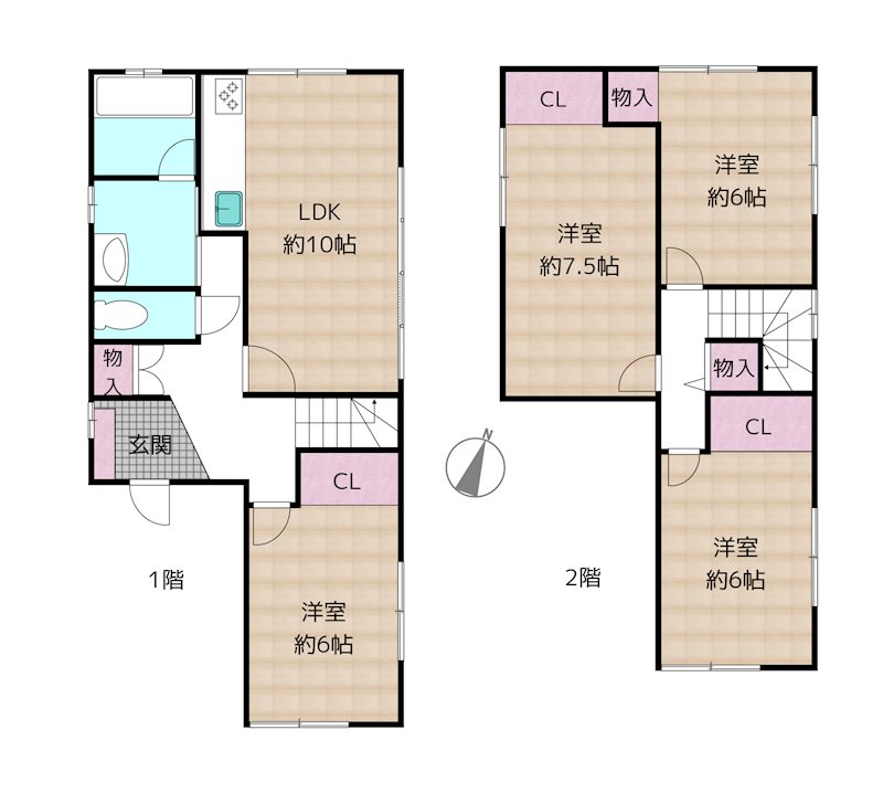 名古屋市守山区西城2丁目 中古一戸建ての図面