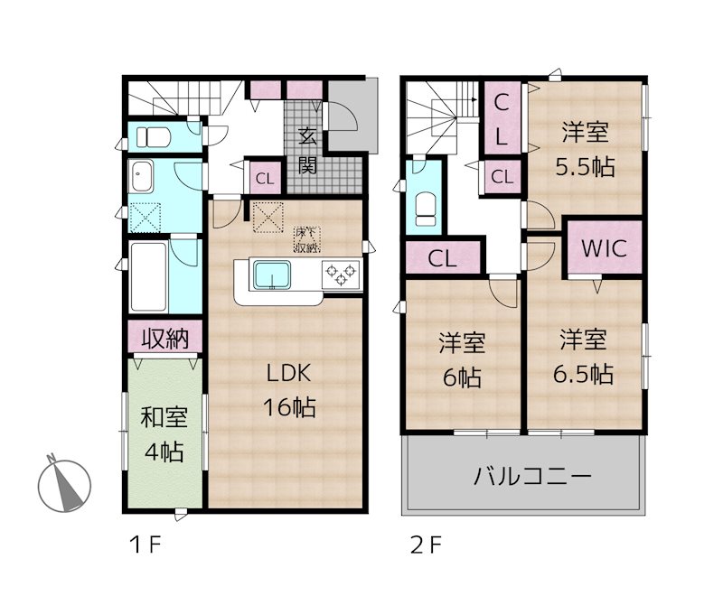 尾張旭市印場元町北山 1号棟 新築一戸建ての図面