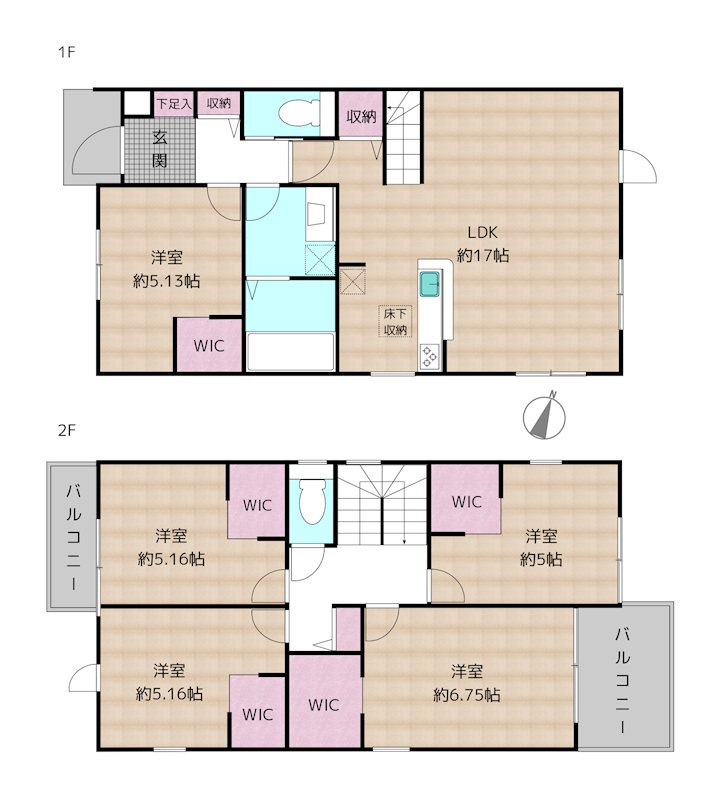 日進市浅田町東田面 1号棟 新築一戸建ての図面