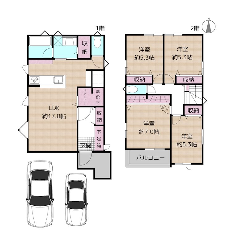 名古屋市名東区貴船1丁目 2号棟 新築一戸建ての図面