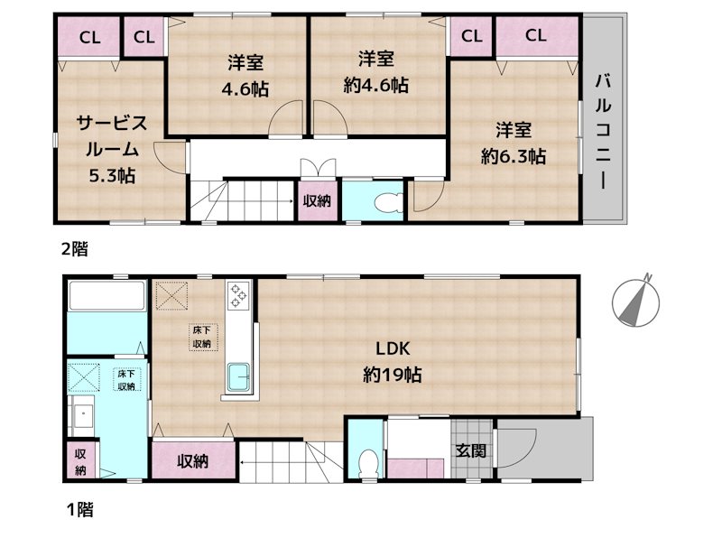 名古屋市天白区平針南1丁目 1号棟 新築一戸建ての図面