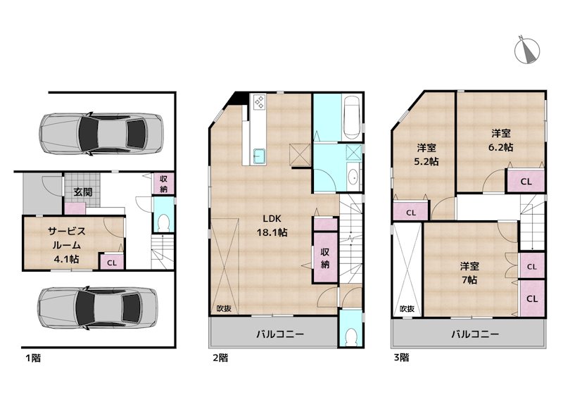 名古屋市天白区植田西2丁目 1号棟 新築一戸建ての図面