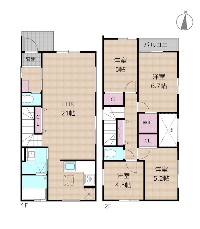 名古屋市守山区小幡2丁目 2号棟 新築一戸建ての図面