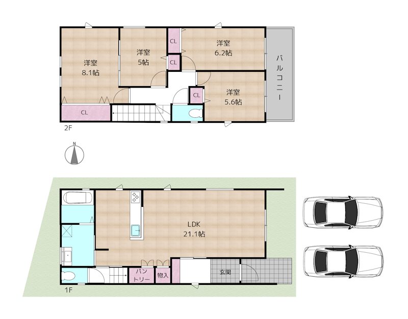 尾張旭市西大道町六兵衛前 1号地 新築一戸建ての図面