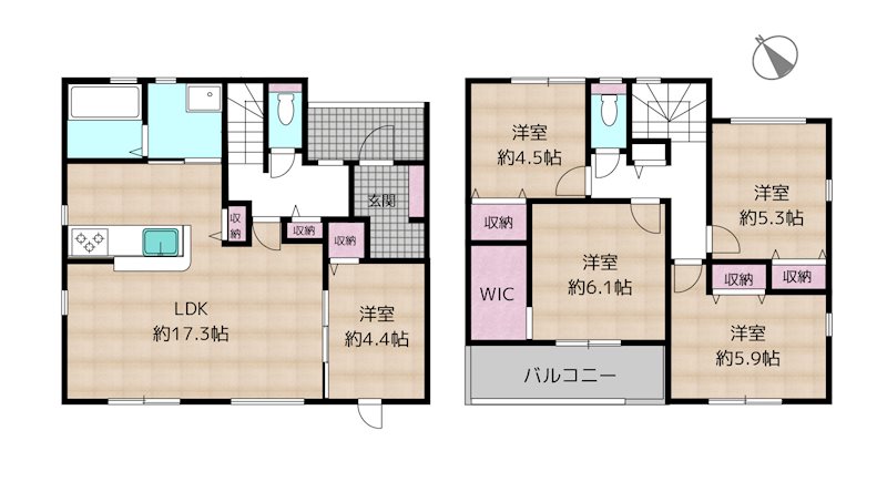 日進市梅森台1丁目 1号棟 新築一戸建ての図面