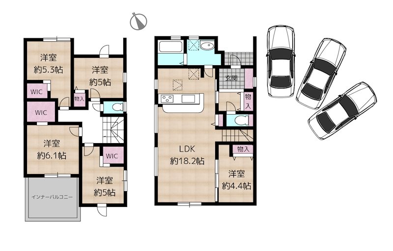 日進市梅森台1丁目 2号棟 新築一戸建ての図面