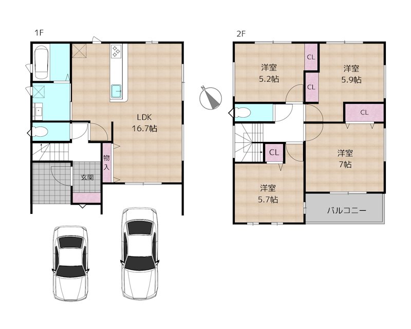 尾張旭市南原山町赤土 新築一戸建ての図面