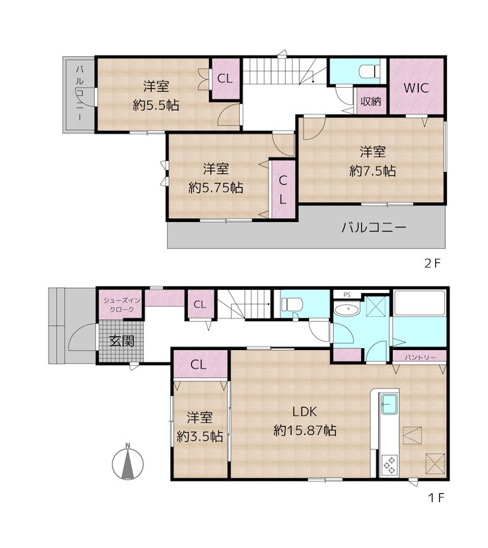 尾張旭市東大道町曽我廻間 新築一戸建ての図面