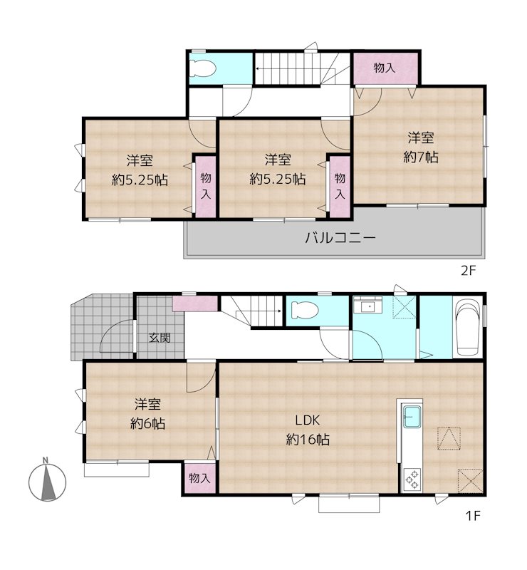 尾張旭市旭前町1丁目 A号棟 新築一戸建ての図面