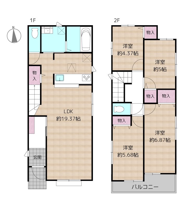 尾張旭市旭前町1丁目 D号棟 新築一戸建ての図面