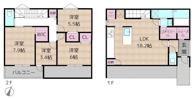 尾張旭市平子町長池上 A棟 新築一戸建ての図面
