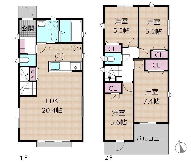 名古屋市名東区代万町2丁目 2号棟 新築一戸建ての図面