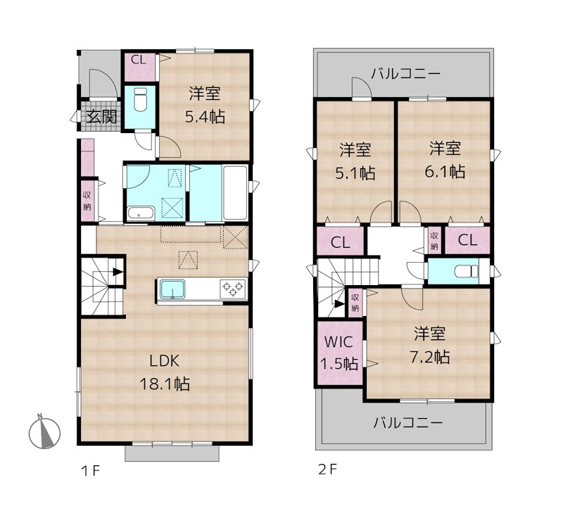 名古屋市名東区代万町2丁目 1号棟 新築一戸建ての図面