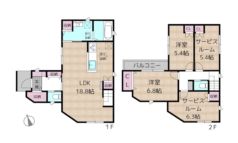 名古屋市天白区梅が丘4丁目 2号棟 新築一戸建ての図面