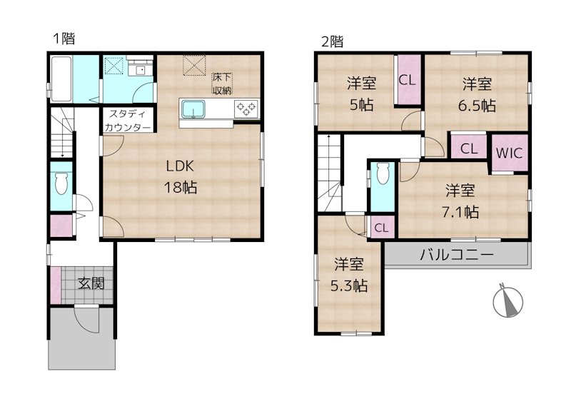 名古屋市名東区小井堀町 3号棟 新築一戸建ての図面