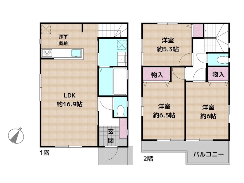 名古屋市天白区島田4丁目 A号棟 新築一戸建ての図面