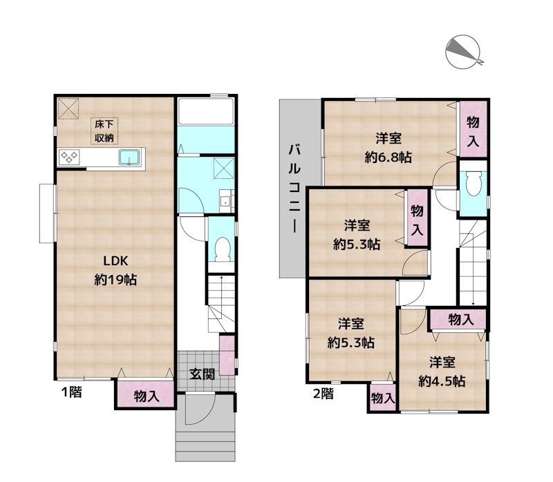 名古屋市天白区島田4丁目 B号棟 新築一戸建ての図面