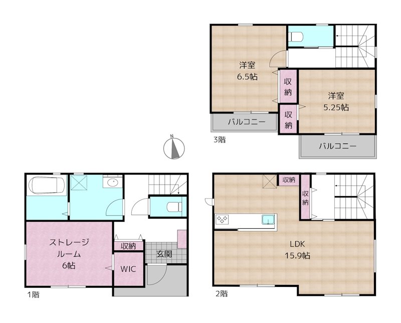 名古屋市守山区廿軒家 1号棟 新築一戸建ての図面