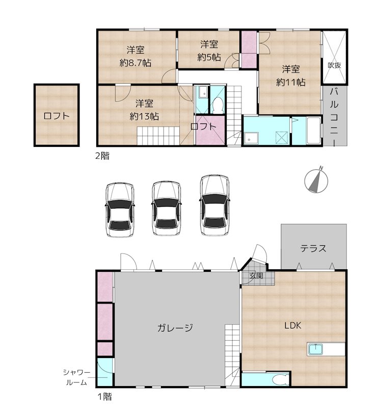 日進市南ケ丘1丁目 中古一戸建ての図面