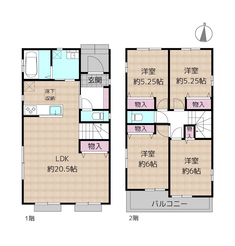 名古屋市守山区川北町 B号棟 新築一戸建ての図面