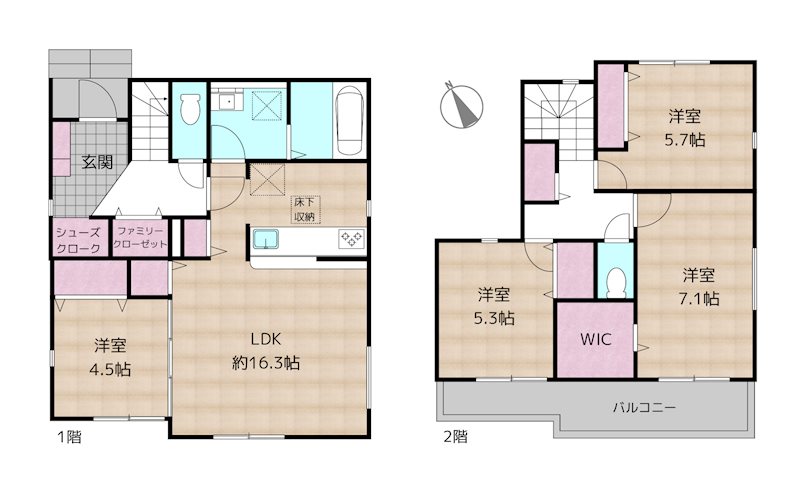 名古屋市守山区川村町 5号棟 新築一戸建ての図面