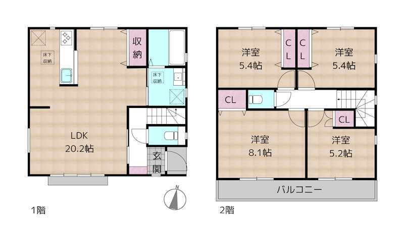 名古屋市名東区猪子石1丁目 1号棟 新築一戸建ての図面