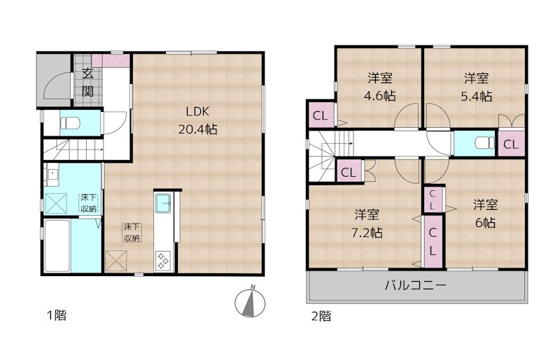 名古屋市名東区猪子石1丁目 2号棟 新築一戸建ての図面