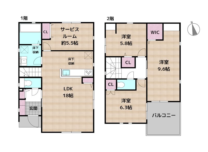 名古屋市名東区神丘町3丁目 1号棟 新築一戸建ての図面