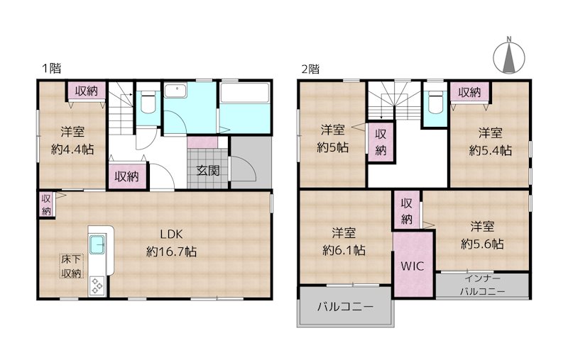 尾張旭市東印場町二反田 4号棟 新築一戸建ての図面