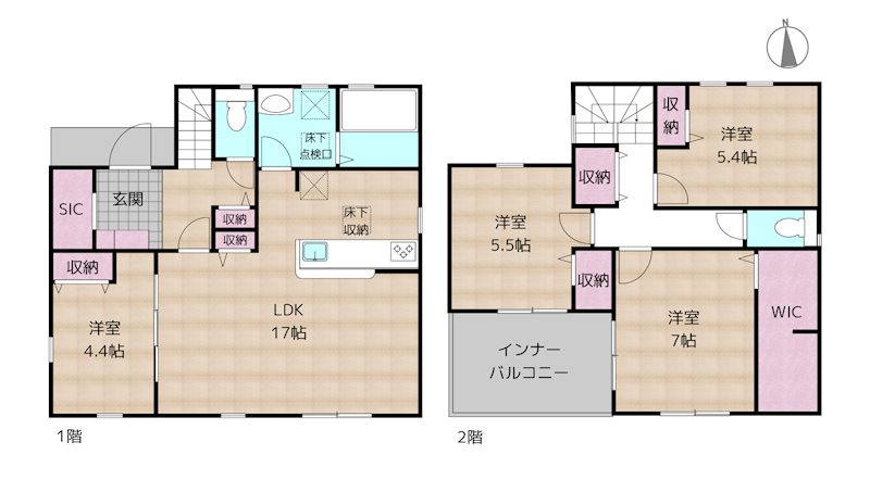 尾張旭市東印場町二反田 1号棟 新築戸建の図面