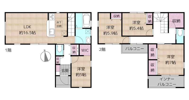 尾張旭市東印場町二反田 3号棟 新築一戸建ての図面