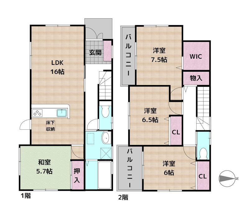 尾張旭市桜ケ丘町1丁目 中古一戸建ての図面