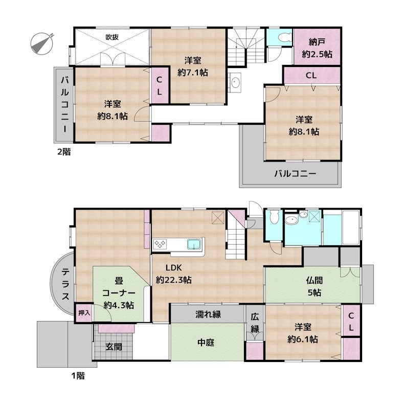 名古屋市天白区高島2丁目 中古一戸建ての図面