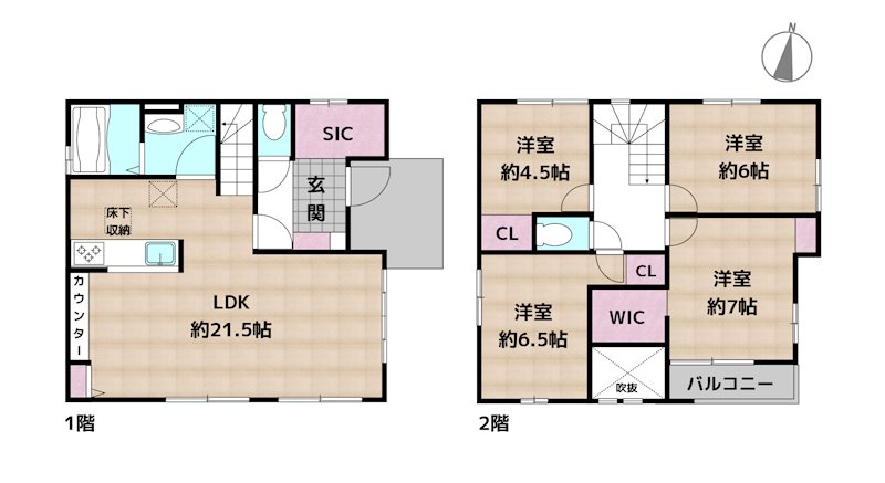 名古屋市守山区茶臼前 2号棟 新築一戸建ての図面
