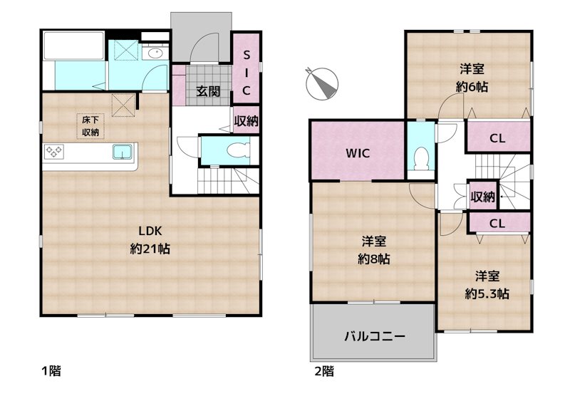 名古屋市守山区大字上志段味字海東 2号棟 新築一戸建ての図面