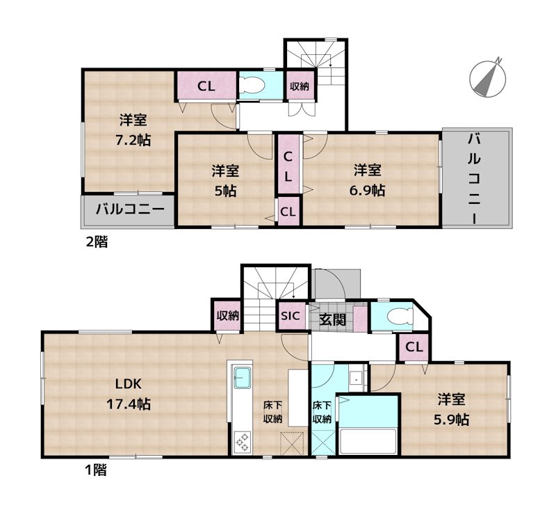 名古屋市名東区西里町3丁目 4号棟 新築一戸建ての図面