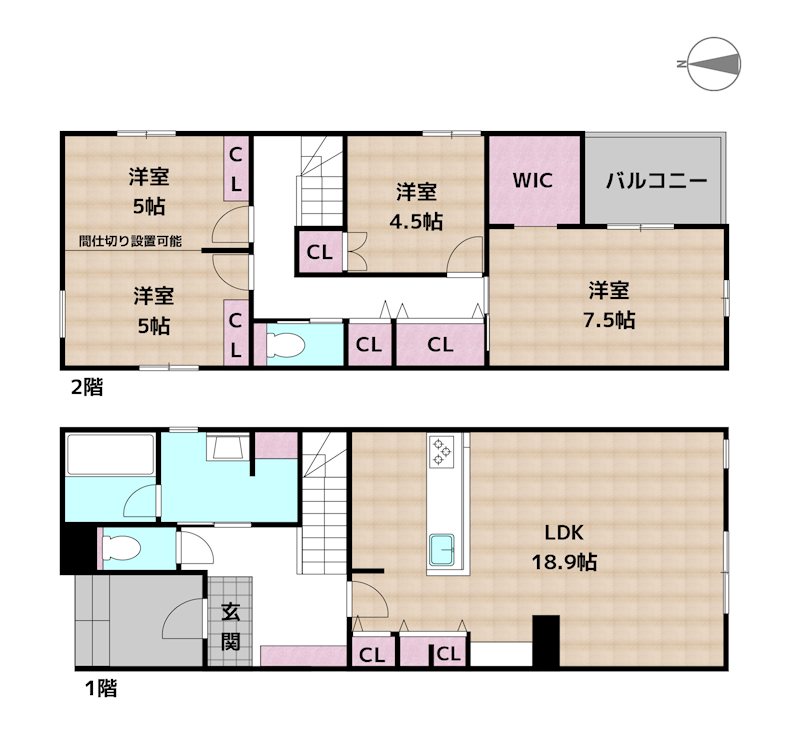 名古屋市天白区植田東2丁目 2号地 新築一戸建ての図面