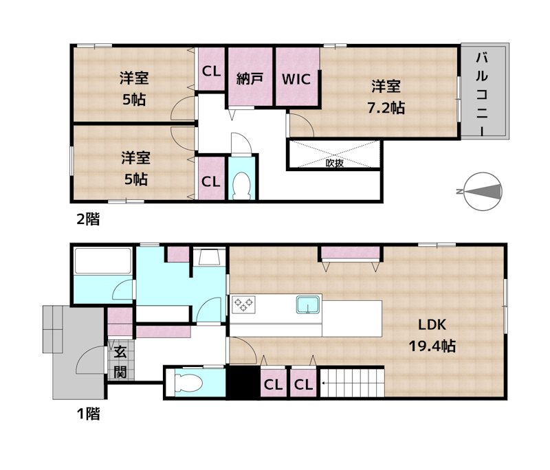 名古屋市天白区植田東2丁目 1号地 新築一戸建ての図面