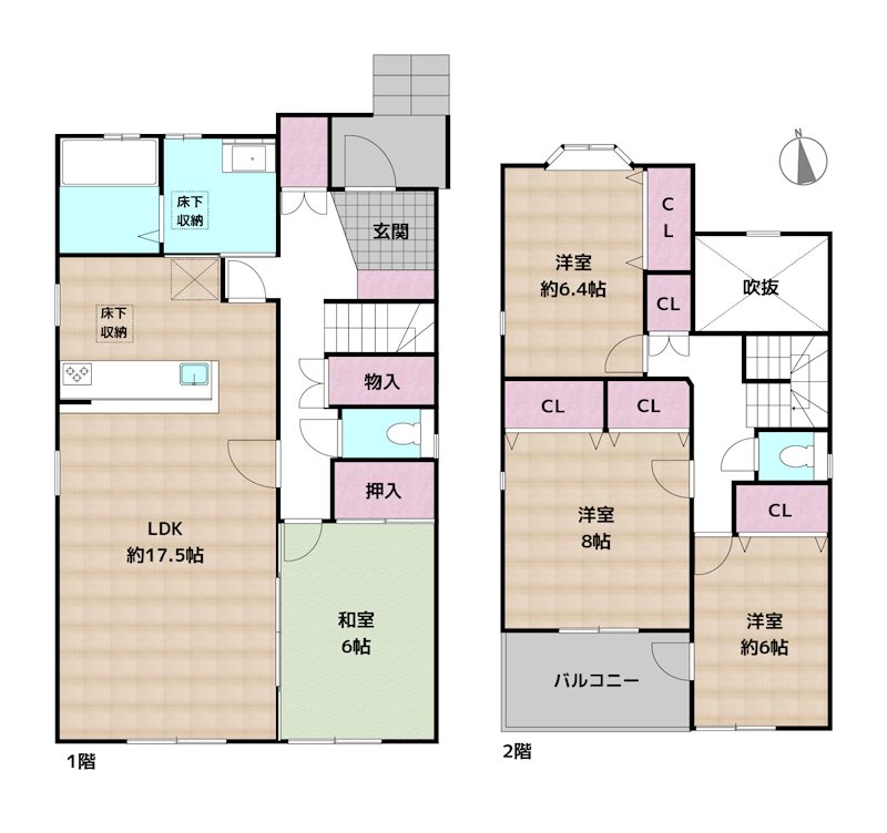 春日井市上条町8丁目 中古一戸建ての図面