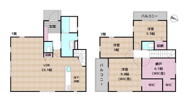 名古屋市名東区極楽2丁目 1号棟 新築一戸建ての図面