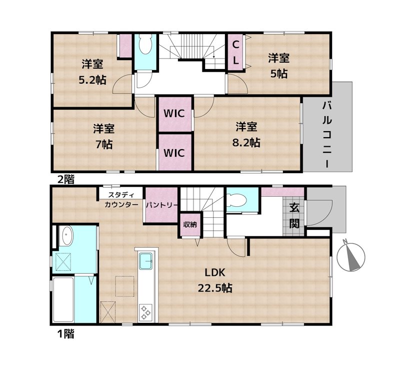 名古屋市天白区土原1丁目 4号棟 新築一戸建ての図面