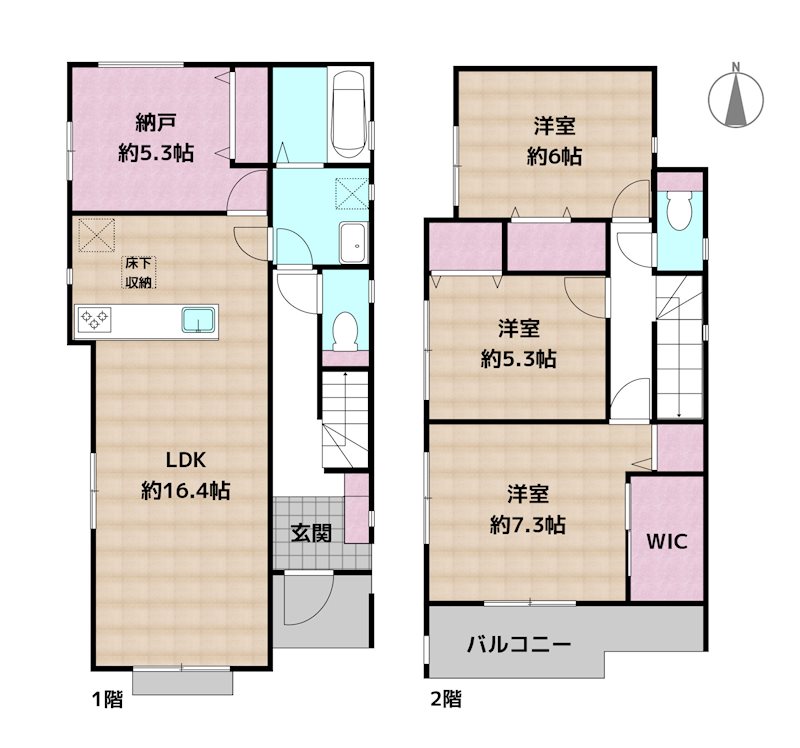 名古屋市名東区猪子石2丁目 B号棟 新築一戸建ての図面