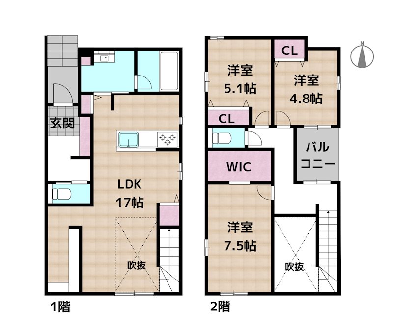 名古屋市名東区社が丘2丁目 2号地 新築一戸建ての図面