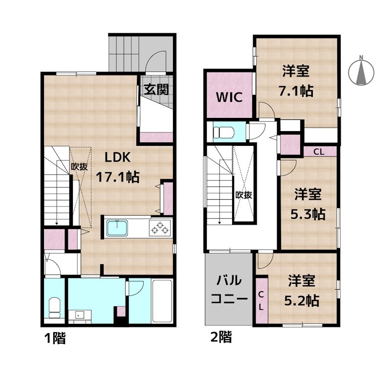 名古屋市名東区社が丘2丁目 1号地 新築一戸建ての図面